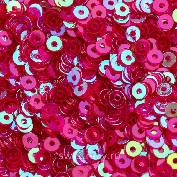 Пайетки плоские 2 мм ab trans rose (3гр)