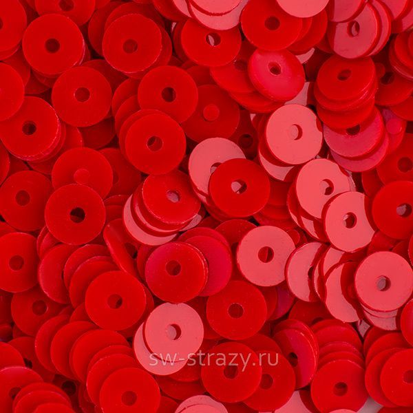 Пайетки плоские 4 мм красные (3гр)