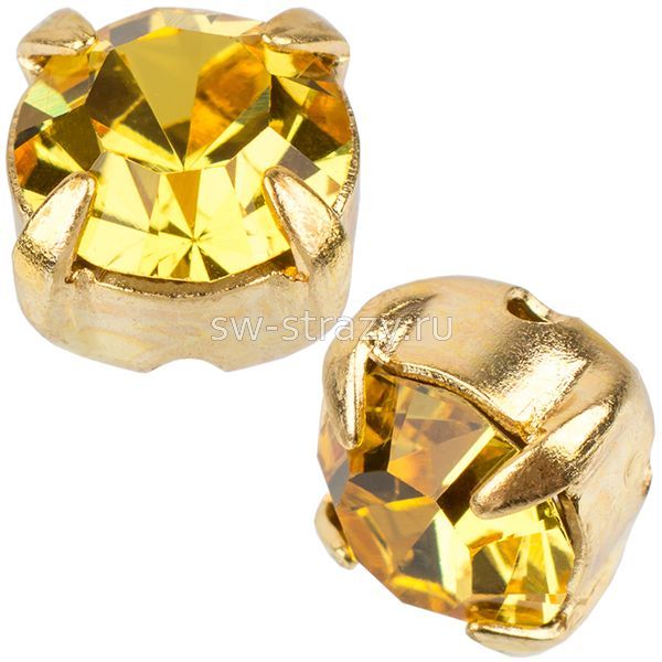 Шатоны в оправе ss 29 Light Topaz/Gold