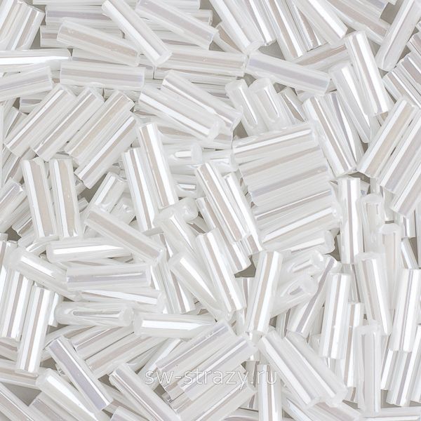 Стеклярус 6x1,7 mm 420 White Pearl Ceylon