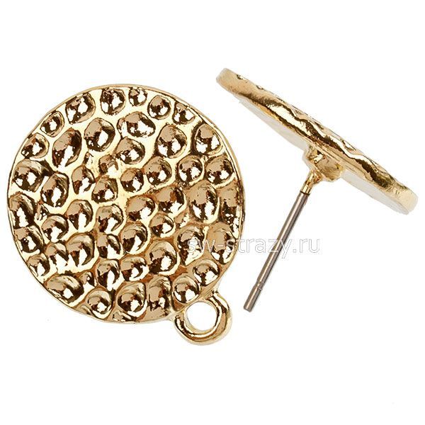 Швензы-гвоздики Круг d=15мм Мятый металл позолота (1пара)*