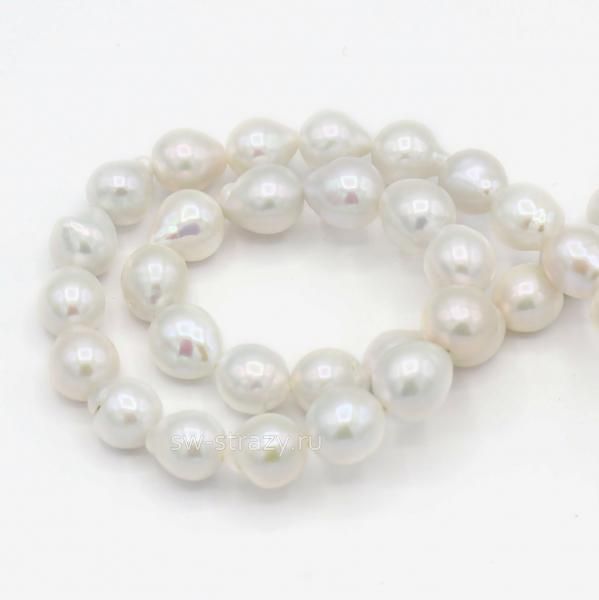 Жемчуг натуральный барочный Капля 10х9 мм белый