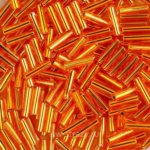 Стеклярус 6x1,7 mm 008 Silver Lined Orange