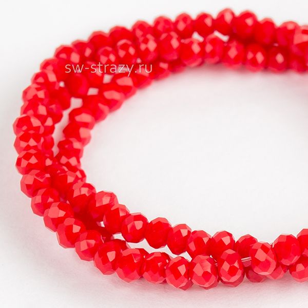 Бусины граненые Rondelle 2 мм красные (№71), 1 нить