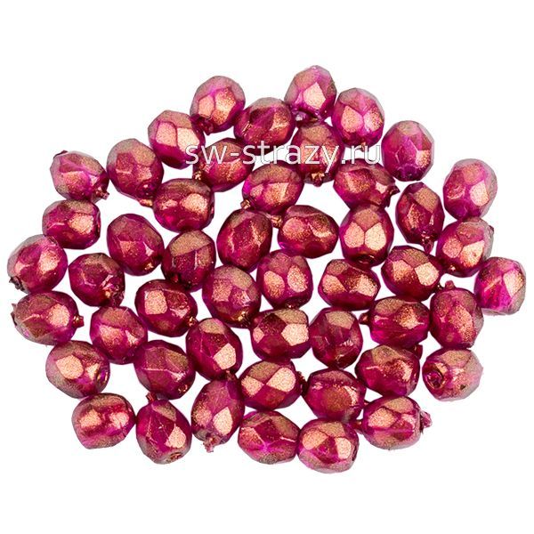 Бусины граненые Firepolished 3 мм  розовые золотой глянец (69260cr)