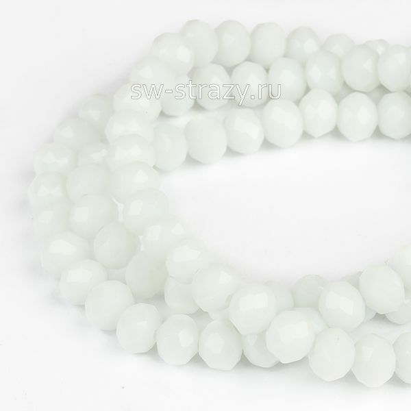 Бусины граненые Rondelle 6 мм белый (49), 1 нить