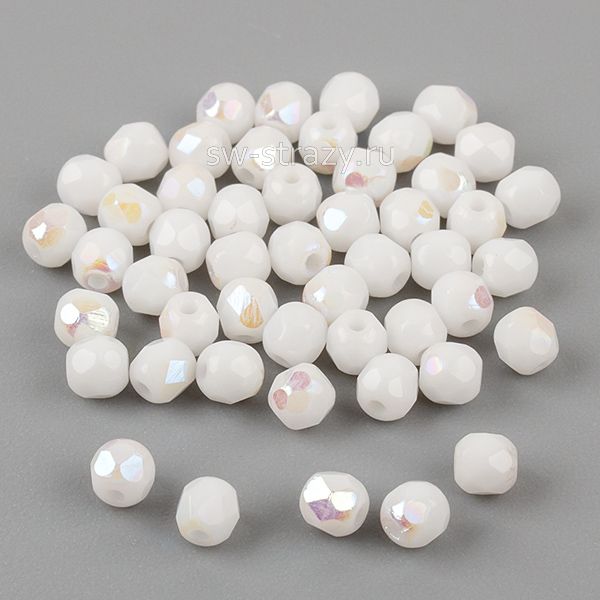 Бусины граненые Firepolished 3 мм белый АВ (15)