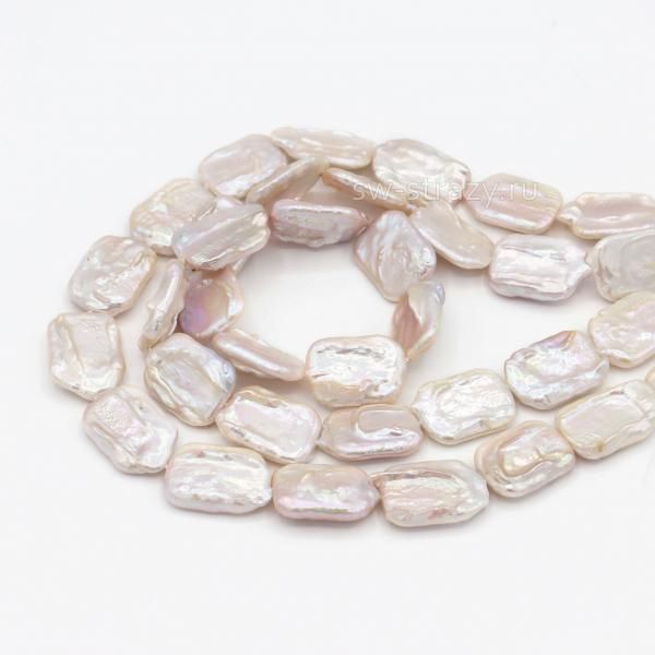 Жемчуг натуральный барочный Прямоугольник 20х9 мм кремовый*