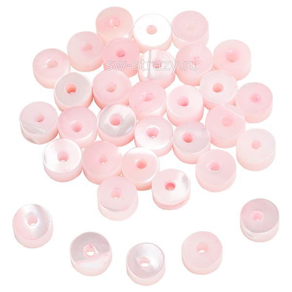 Бусина-таблетка из перламутра 4 мм розовая*