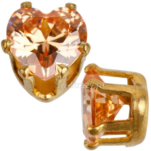 Циркон в оправе сердце 6*6 мм Champange