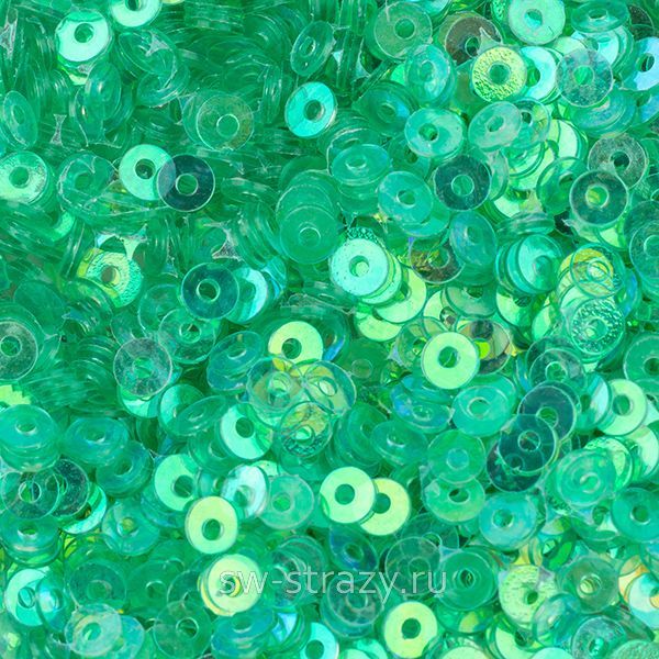 Пайетки плоские 2 мм ab trans light green (3гр)