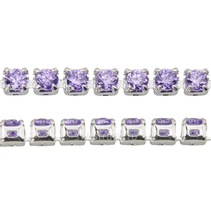 Стразовая цепь с фианитами 1,7 мм  Violet\silver (7)