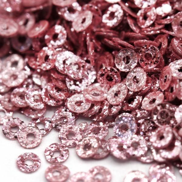 Пайетки плоские 2 мм пыльно-розовый с глиттером (3гр)