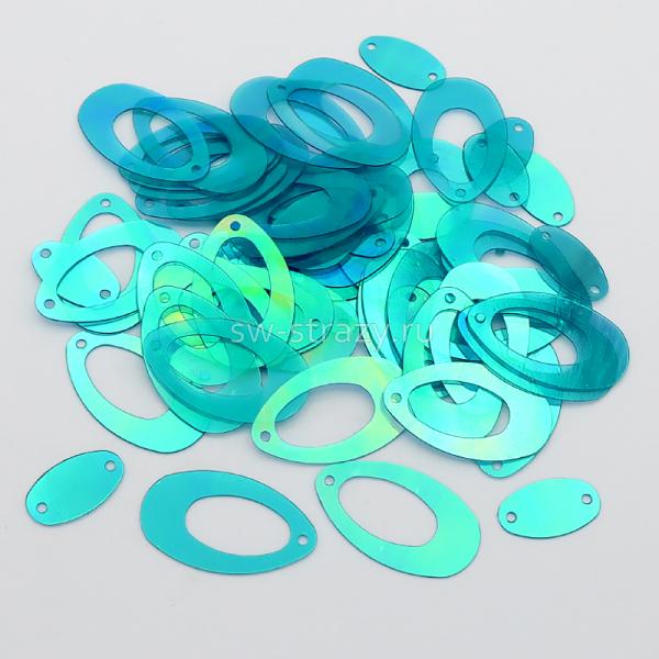 Пайетки овал 2,2х1,4 см Blue Zircon AB (3 гр)