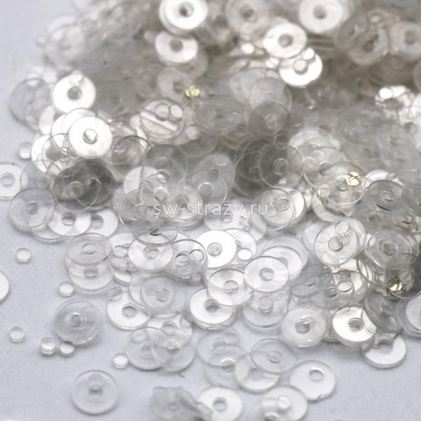 Пайетки плоские 3 мм прозрачные (3гр)