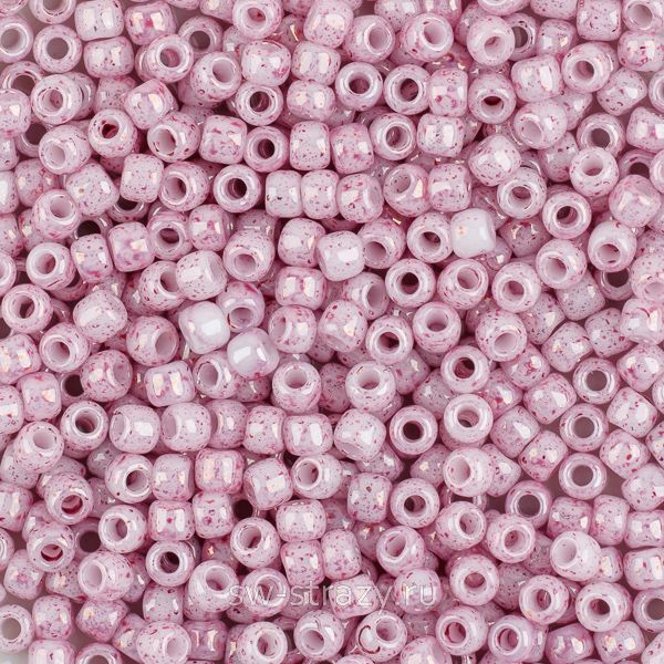 Бисер круглый 11/0 #1200 Непрозрачный мраморный белый\розовый