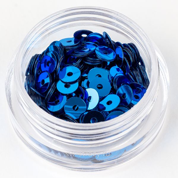 Пайетки 4 mm плоские (6121) Blue Elettrico MT 3 гр