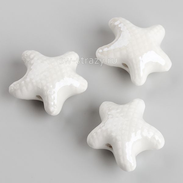 Бусина керамическая звезда 19х10 мм белая