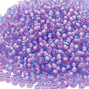 Бисер круглый 11/0 #0937 Окрашенный изнутри, морская вода/розовый