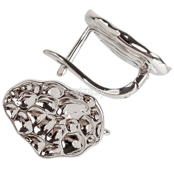 Швензы с английским замком Фактурный металл 17х12 мм серебро*