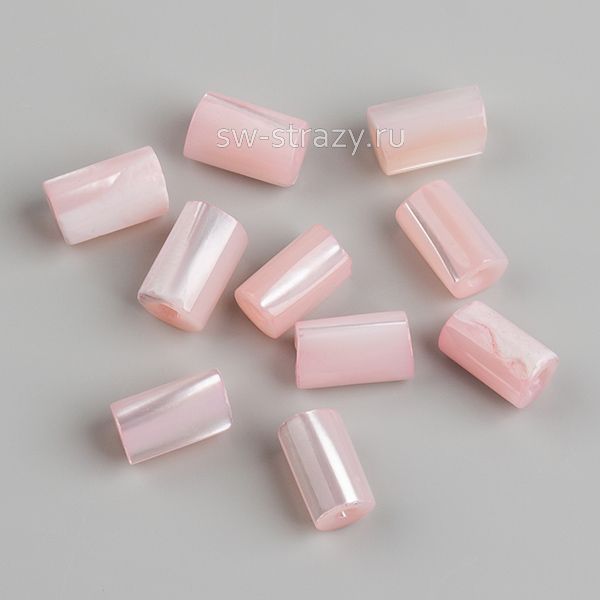 Бусина-трубочка из перламутра 3,5х6 мм розовая*