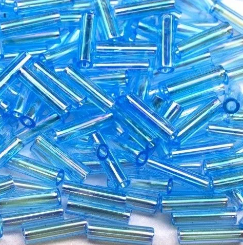 Стеклярус 6x1,7 mm 260 Transparent Aqua AB