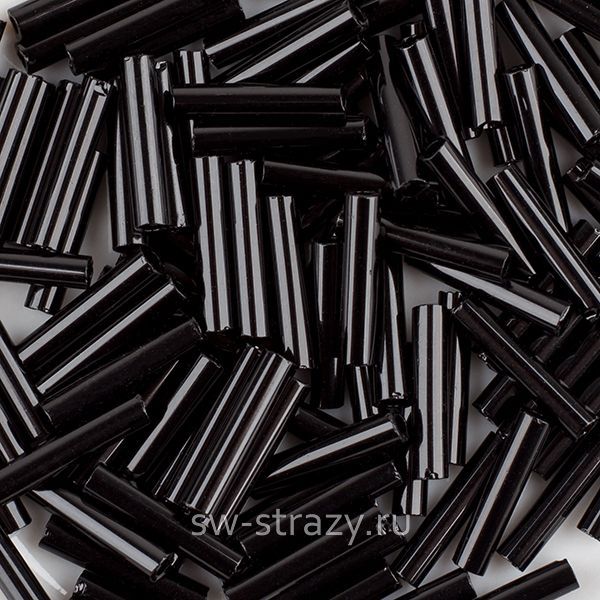 Бисер стеклярус 9 mm #0049 Черный