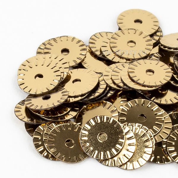 Пайетки 6 mm рифленые (2071) Oro Antico 3 гр