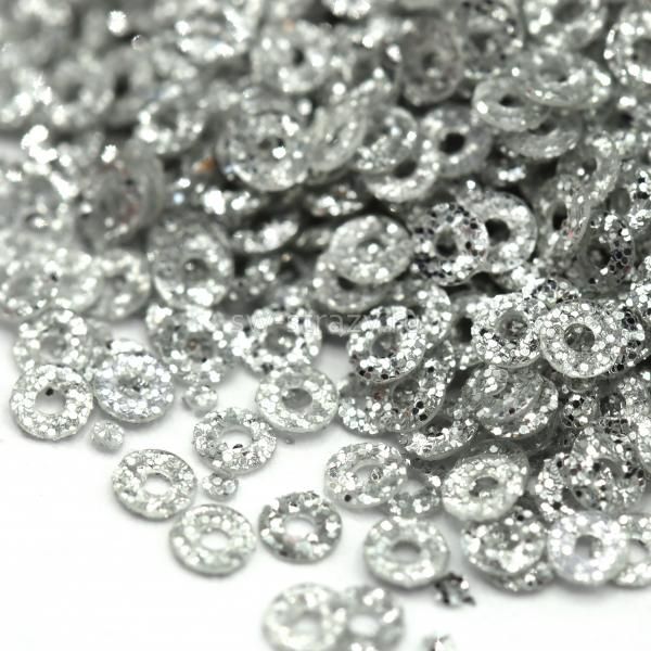 Пайетки плоские 2 мм серебро с глиттером (3гр)