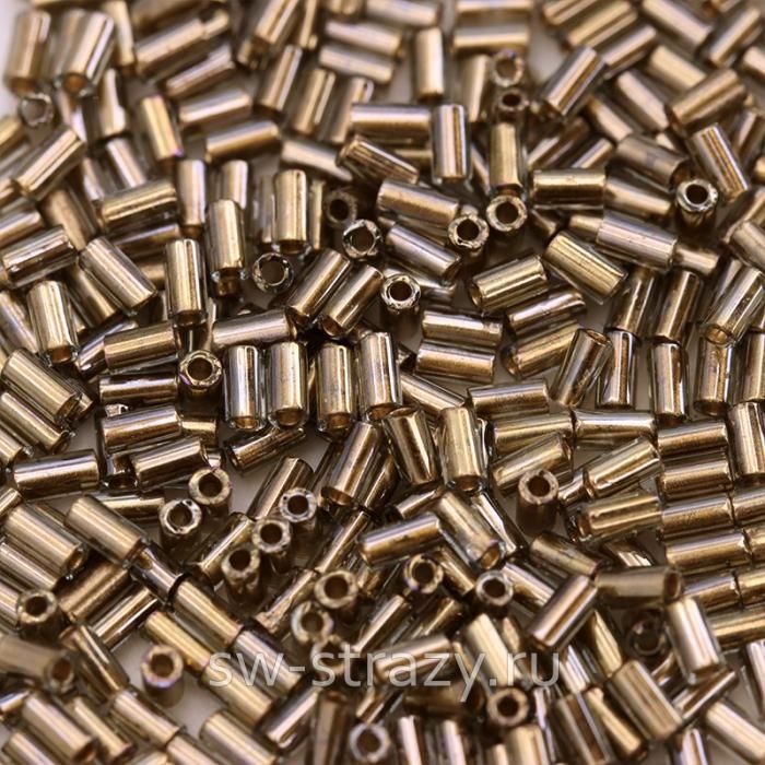 Бисер стеклярус 3 mm #0993 светло серый внутренняя позолота