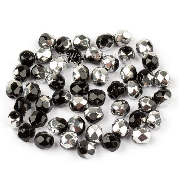 Бусины граненые Firepolished 3 мм Jet Labrador (07)