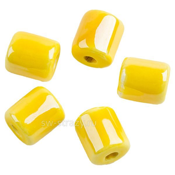 Бусина керамическая бочонок 7х4,5 мм желтая