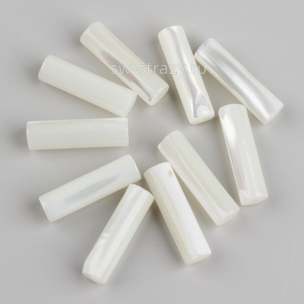 Бусина-трубочка из перламутра 4х14 мм белая*