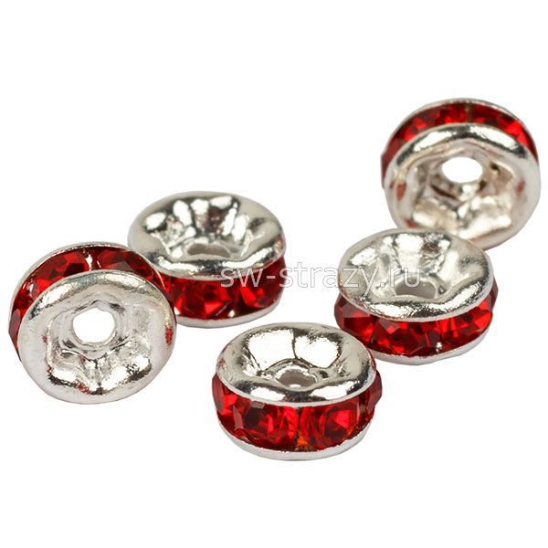 Рондельер d=4 мм, отверстие 2 мм серебро камень  lt.siam