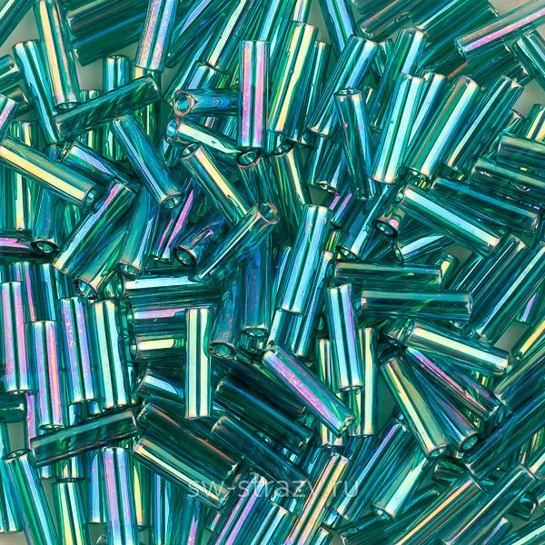 Стеклярус 6x1,7 mm 2458 Transparent Teal AB