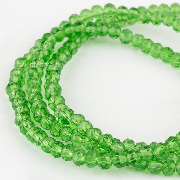 Бусины граненые Rondelle 3 мм темно-зеленый (№17), 1 нить