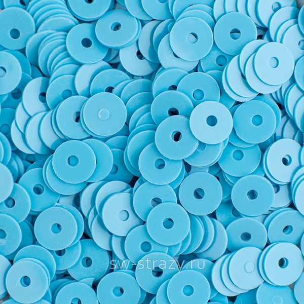 Пайетки плоские 4 мм голубые (3гр)