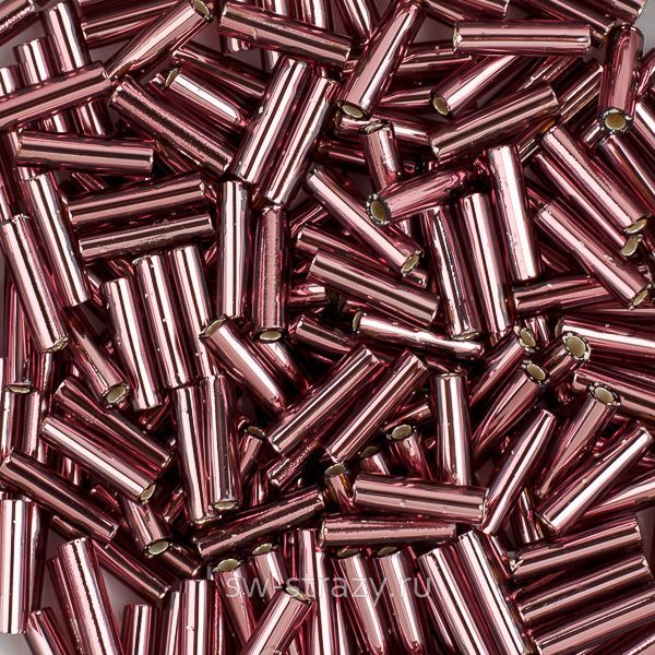 Стеклярус 6x1,7 mm 013 Silver Lined Dark Amethyst