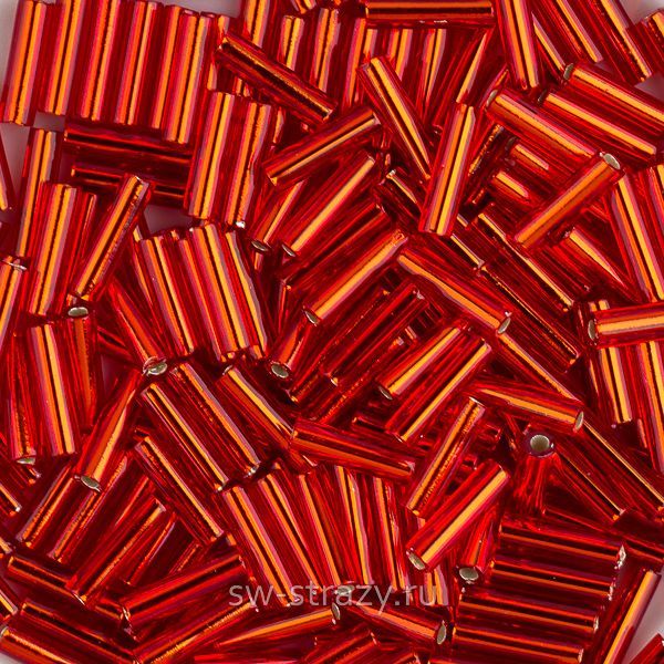 Стеклярус 6x1,7 mm 011 Silver Lined Ruby