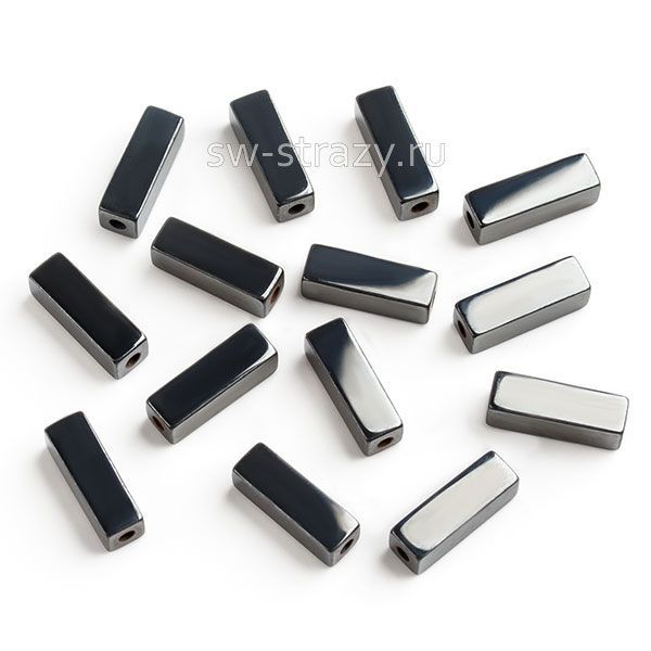 Бусина-палочка из темного гематита 9х2,5 мм